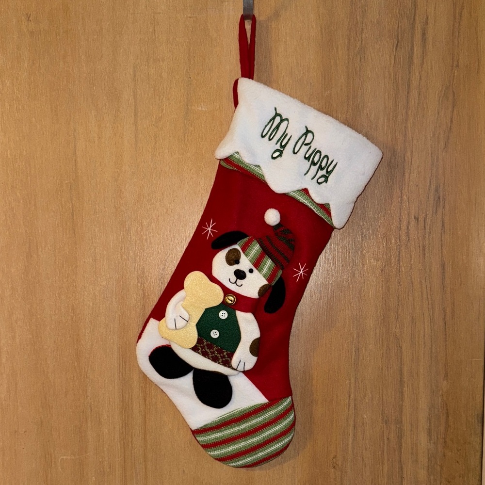 Personal Creation Festive 3D Red Dog Christmas Stocking